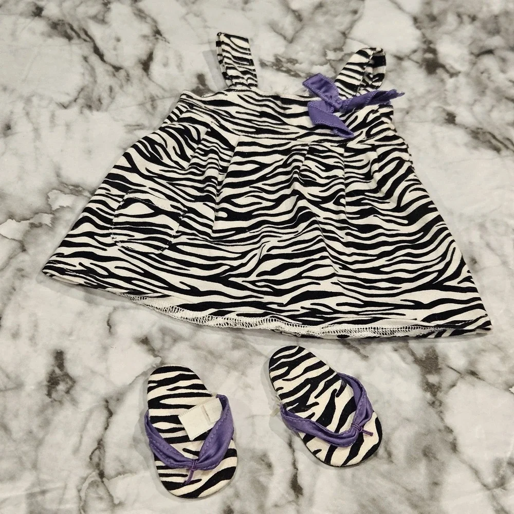 American Girl Doll Safari‎ Sundress Zebra Print Dress With Sandals Retired